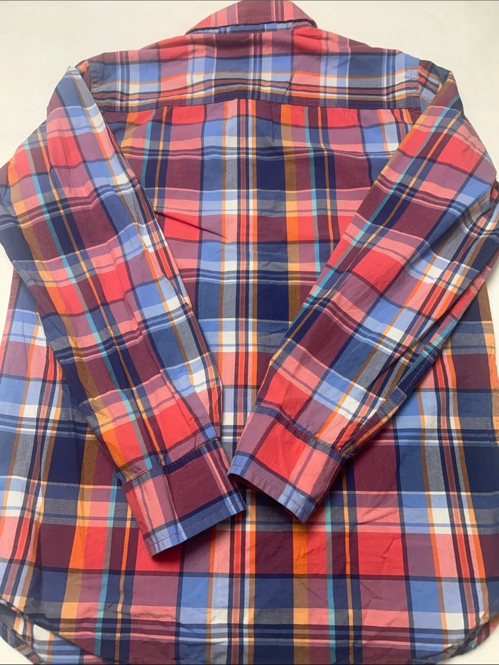 GAP Multicolor Plaid Button-Down Shirt - Blue, Red, Orange